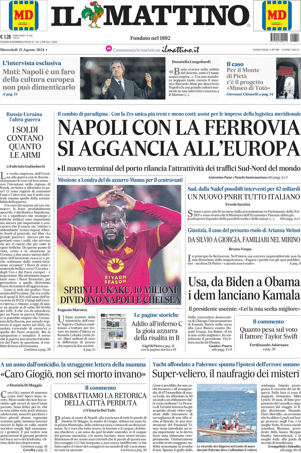 Prima-pagina-il-mattino-edizione-di-oggi-21-08-2024