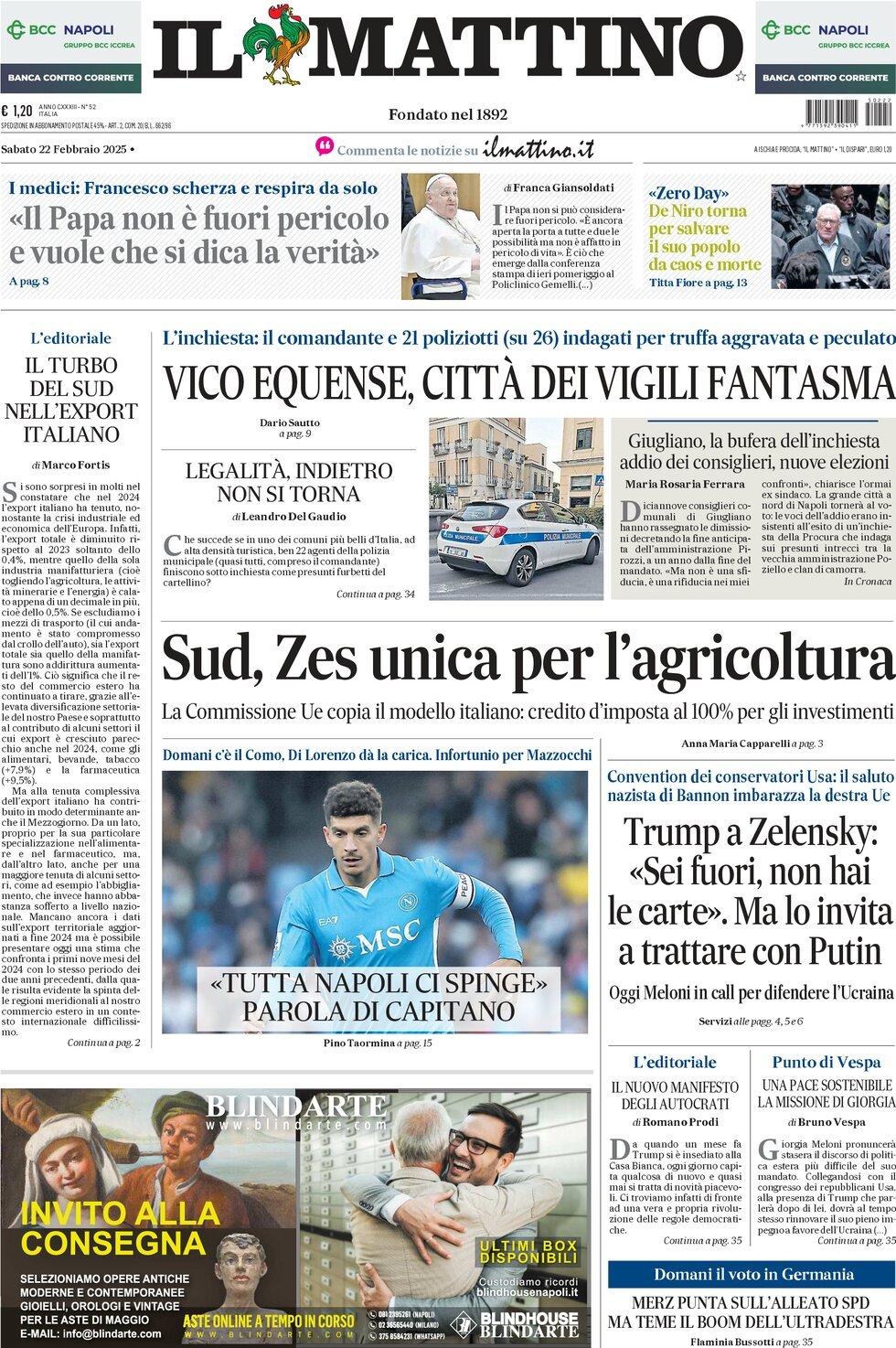 Prima-pagina-il-mattino-edizione-di-oggi-22-02-2025