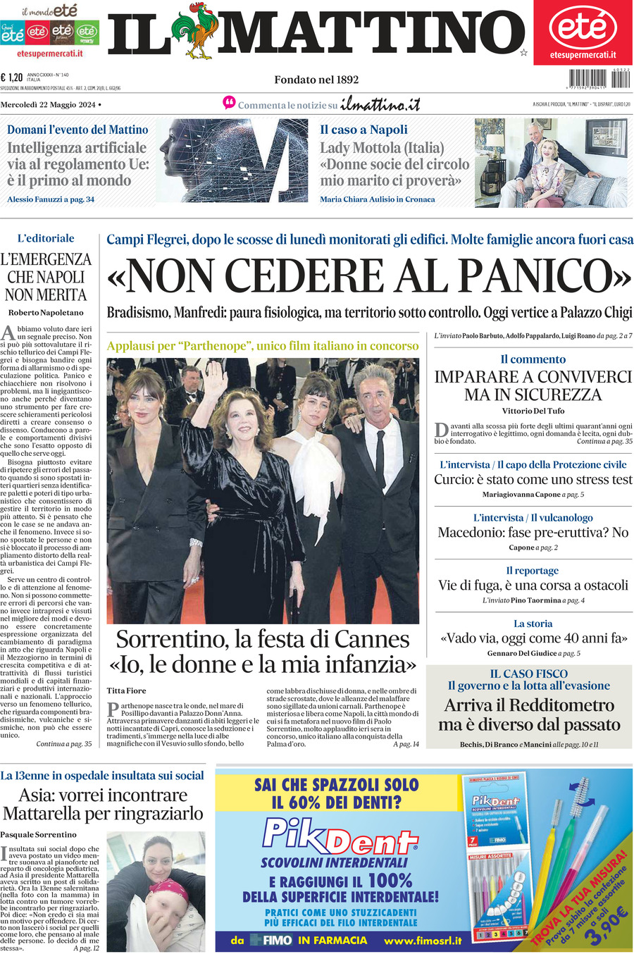 Prima-pagina-il-mattino-edizione-di-oggi-22-05-2024