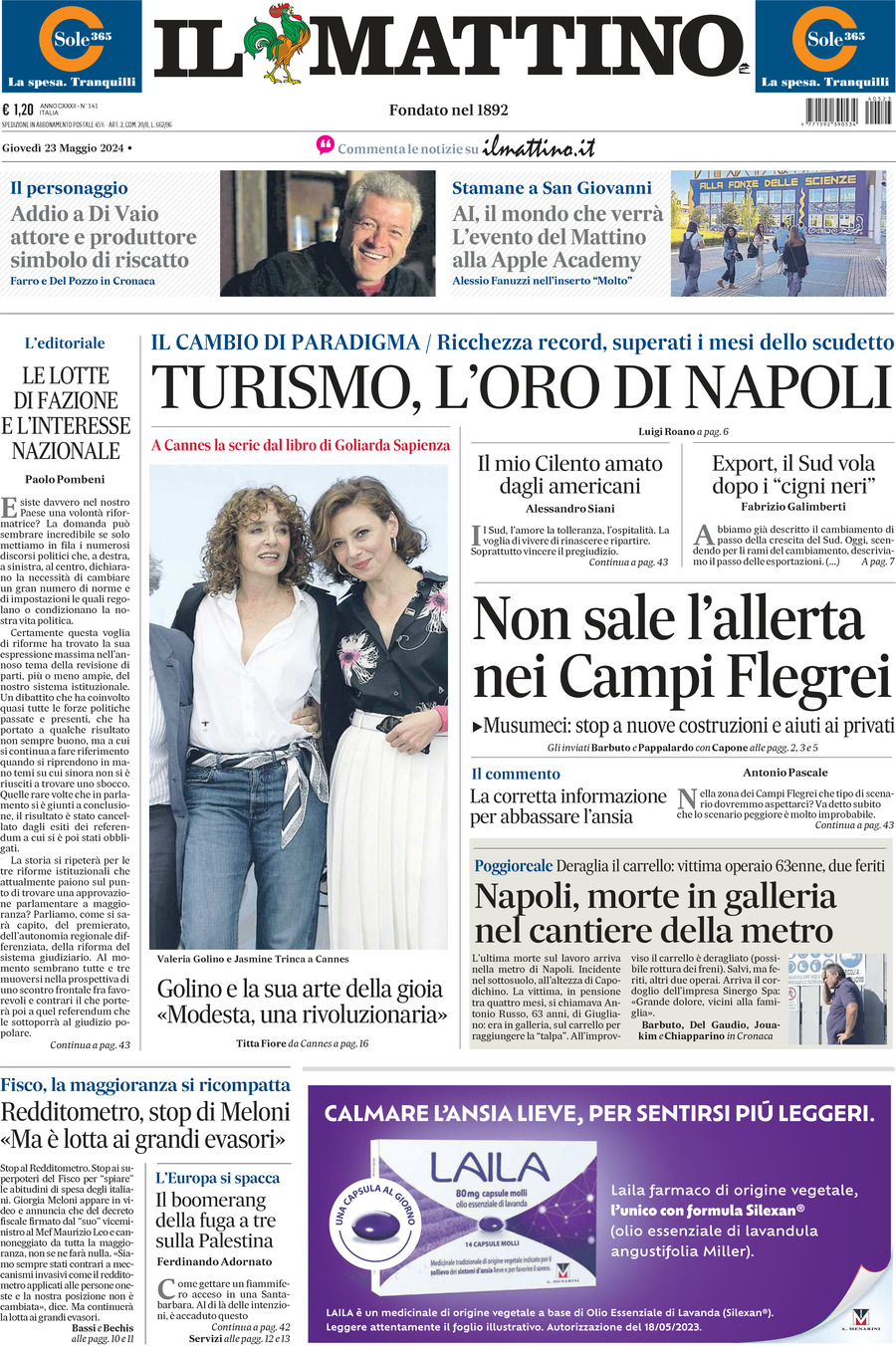 Prima-pagina-il-mattino-edizione-di-oggi-23-05-2024