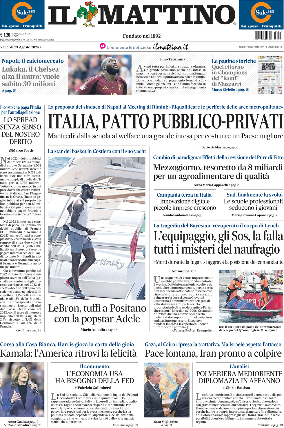 Prima-pagina-il-mattino-edizione-di-oggi-23-08-2024