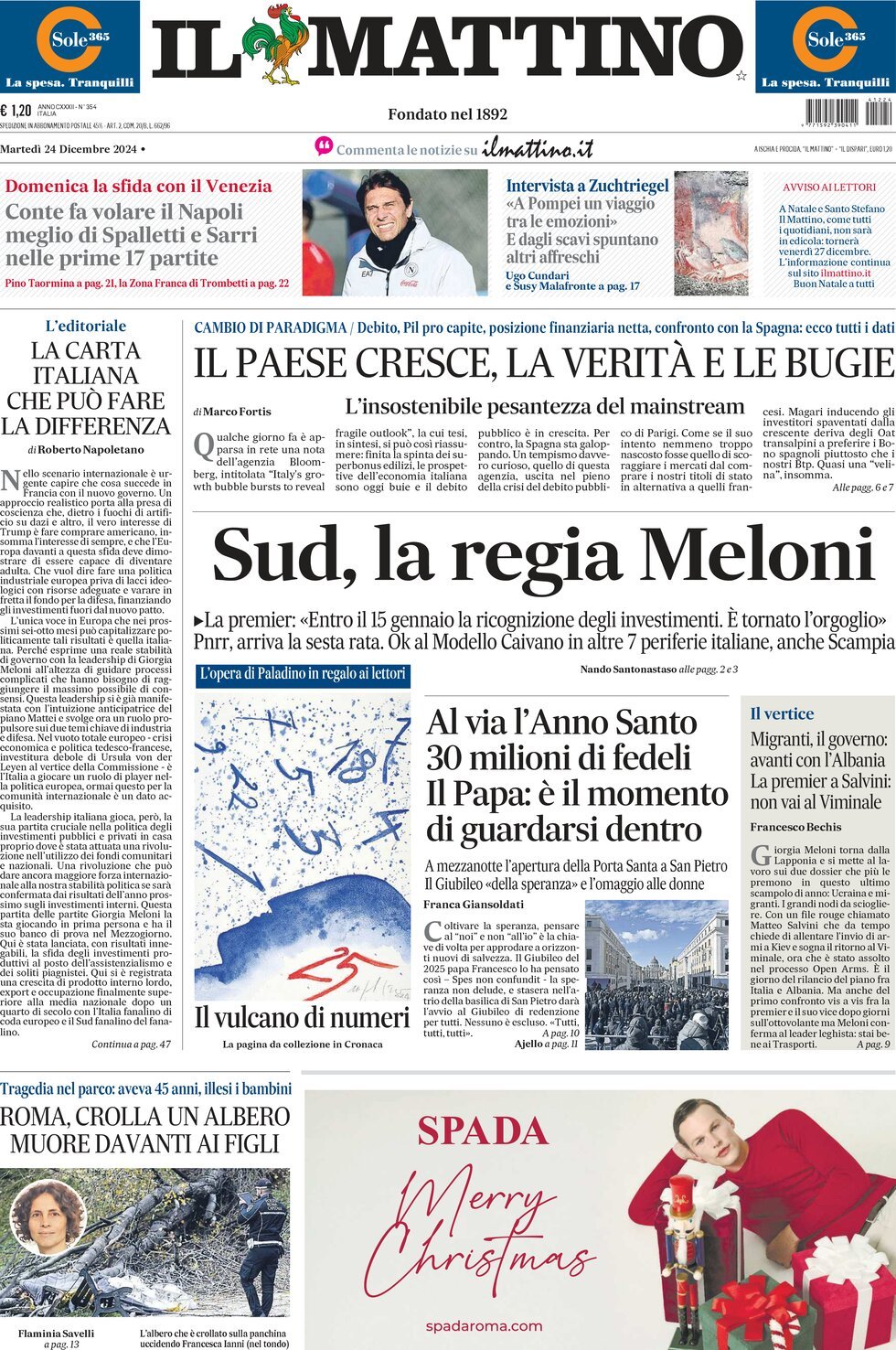 Prima-pagina-il-mattino-edizione-di-oggi-24-12-2024