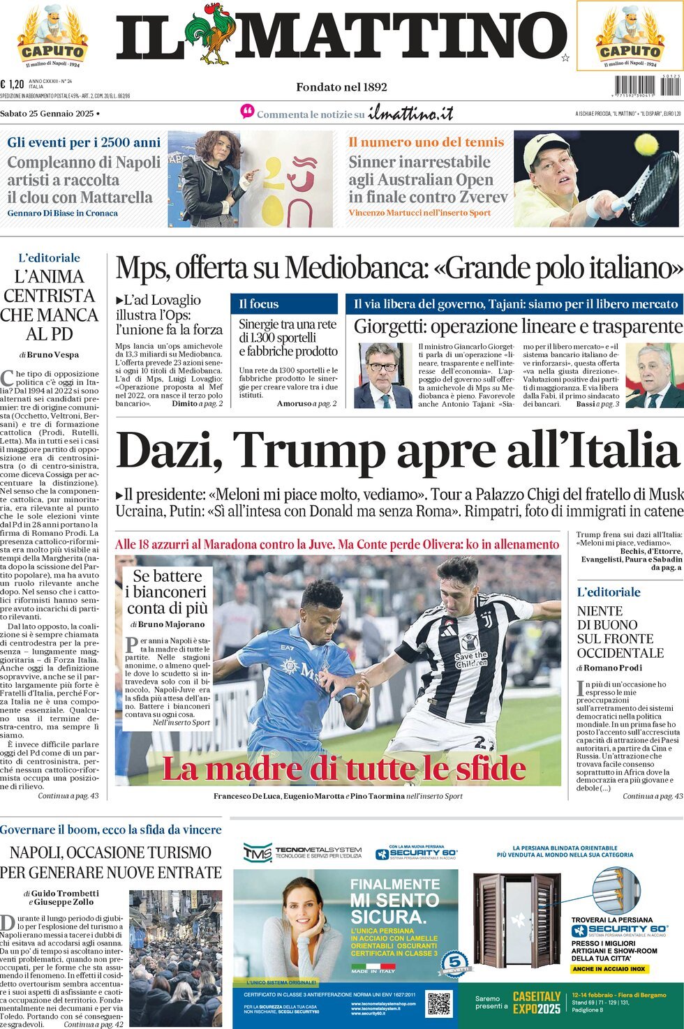 Prima-pagina-il-mattino-edizione-di-oggi-25-01-2025