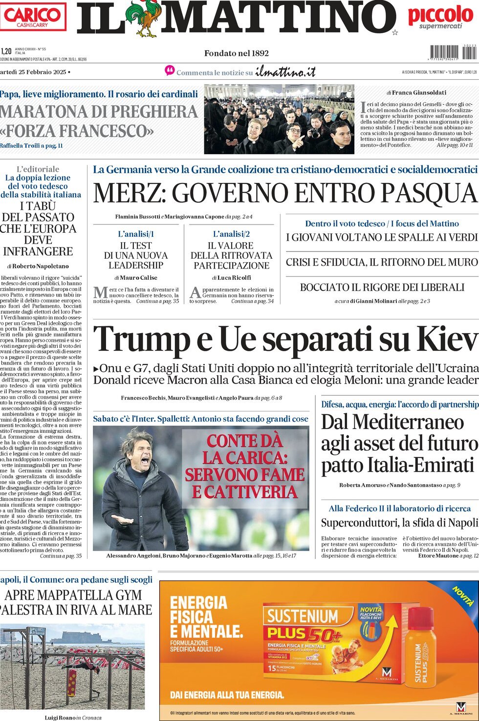 Prima-pagina-il-mattino-edizione-di-oggi-25-02-2025