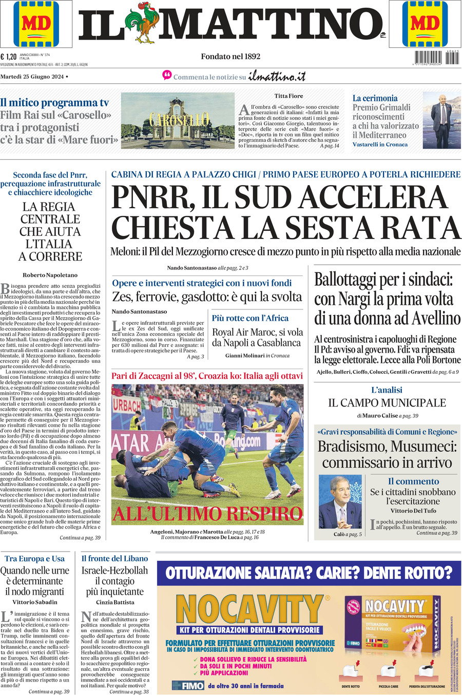 Prima-pagina-il-mattino-edizione-di-oggi-25-06-2024