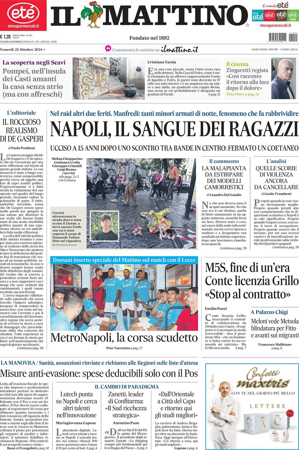 Prima-pagina-il-mattino-edizione-di-oggi-25-10-2024