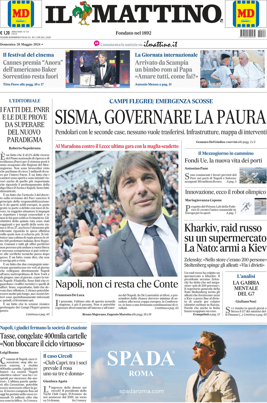 Prima-pagina-il-mattino-edizione-di-oggi-26-05-2024