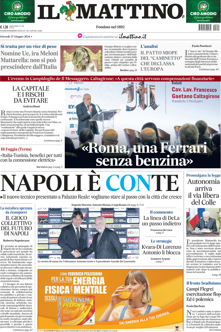 Prima-pagina-il-mattino-edizione-di-oggi-27-06-2024