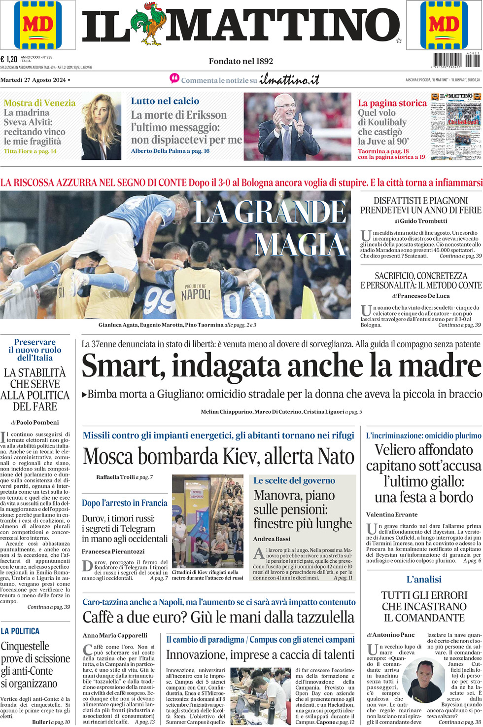 Prima-pagina-il-mattino-edizione-di-oggi-27-08-2024