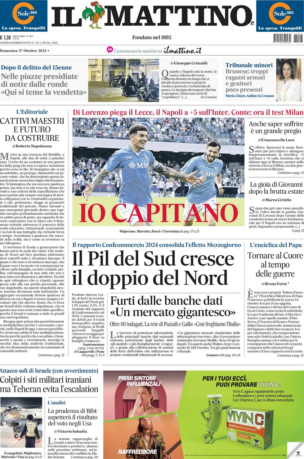 Prima-pagina-il-mattino-edizione-di-oggi-27-10-2024