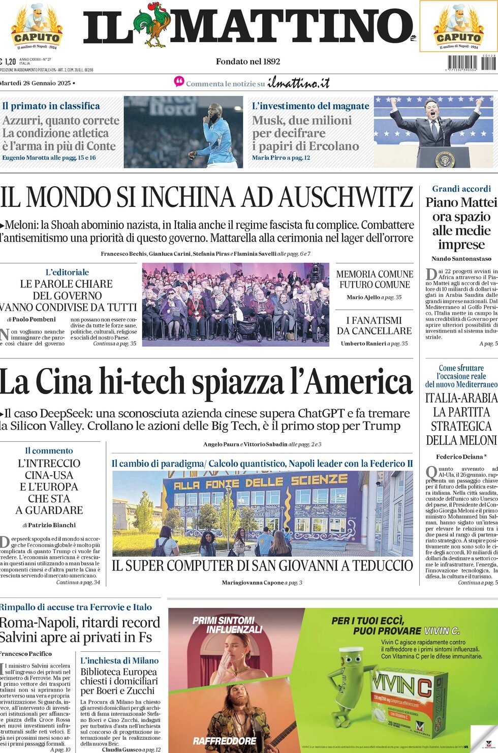 Prima-pagina-il-mattino-edizione-di-oggi-28-01-2025