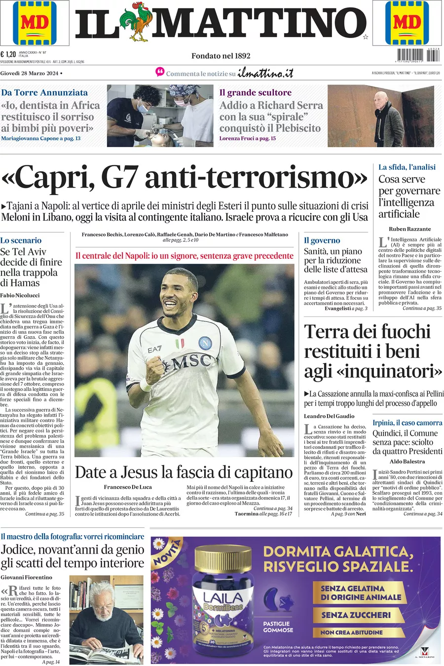 Prima-pagina-il-mattino-edizione-di-oggi-28-03-2024