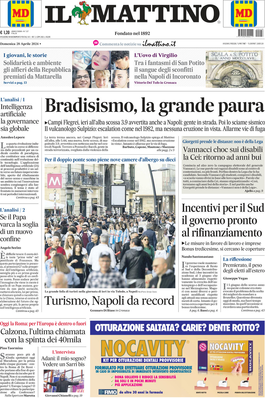 Prima-pagina-il-mattino-edizione-di-oggi-28-04-2024