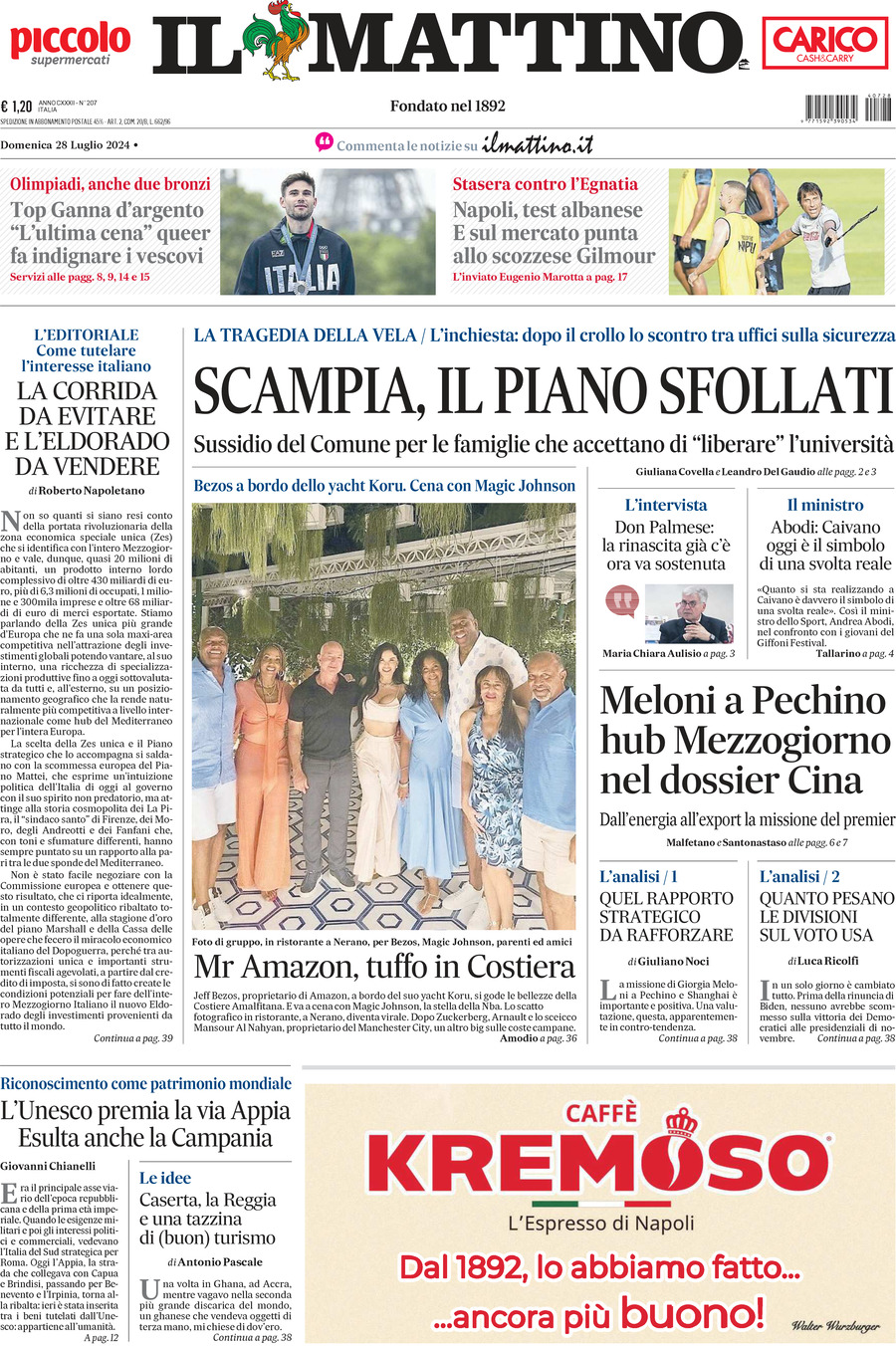 Prima-pagina-il-mattino-edizione-di-oggi-28-07-2024