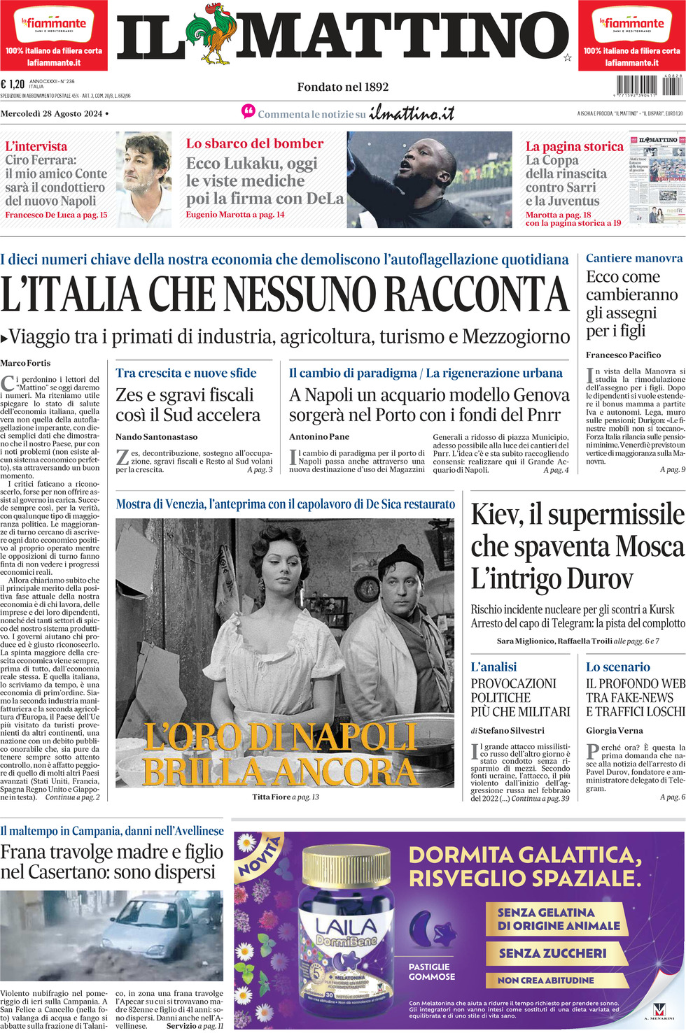 Prima-pagina-il-mattino-edizione-di-oggi-28-08-2024