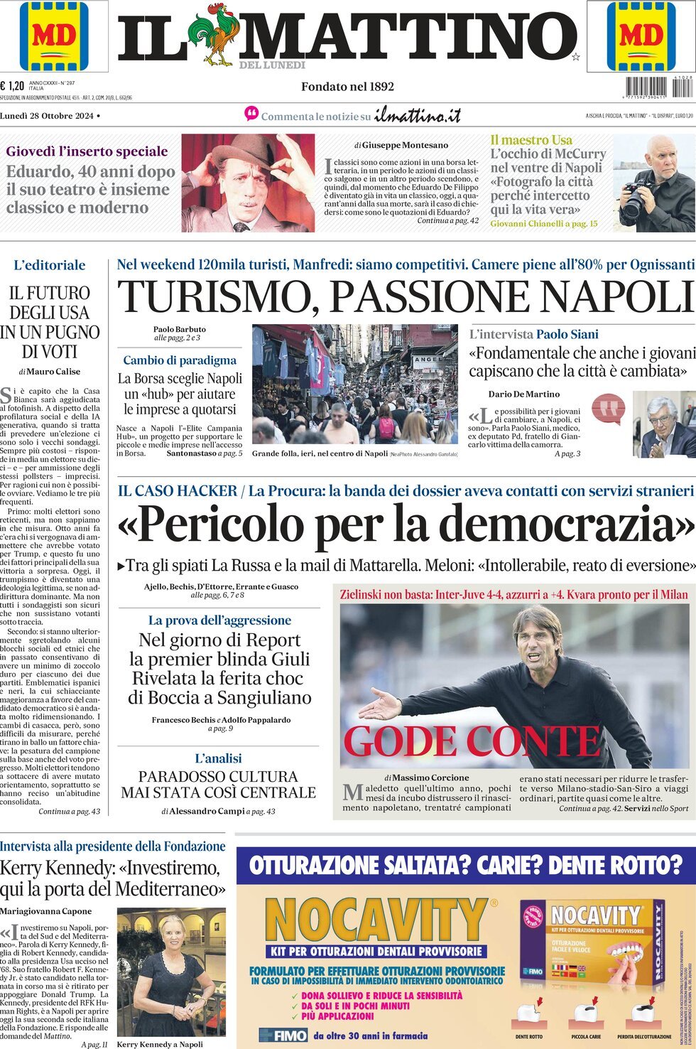 Prima-pagina-il-mattino-edizione-di-oggi-28-10-2024