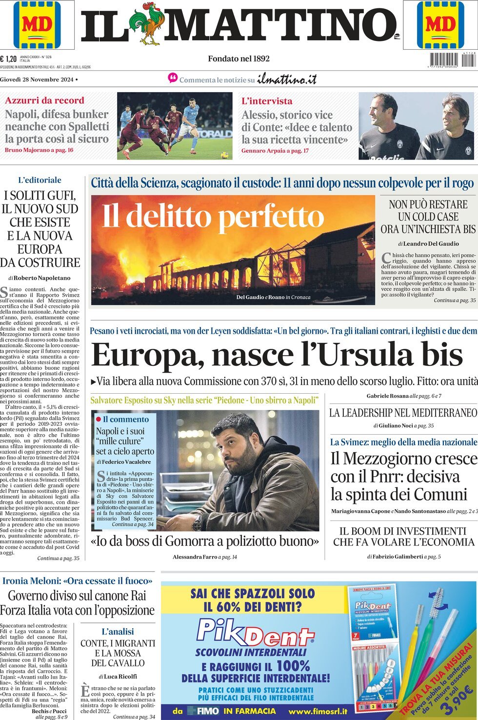 Prima-pagina-il-mattino-edizione-di-oggi-28-11-2024