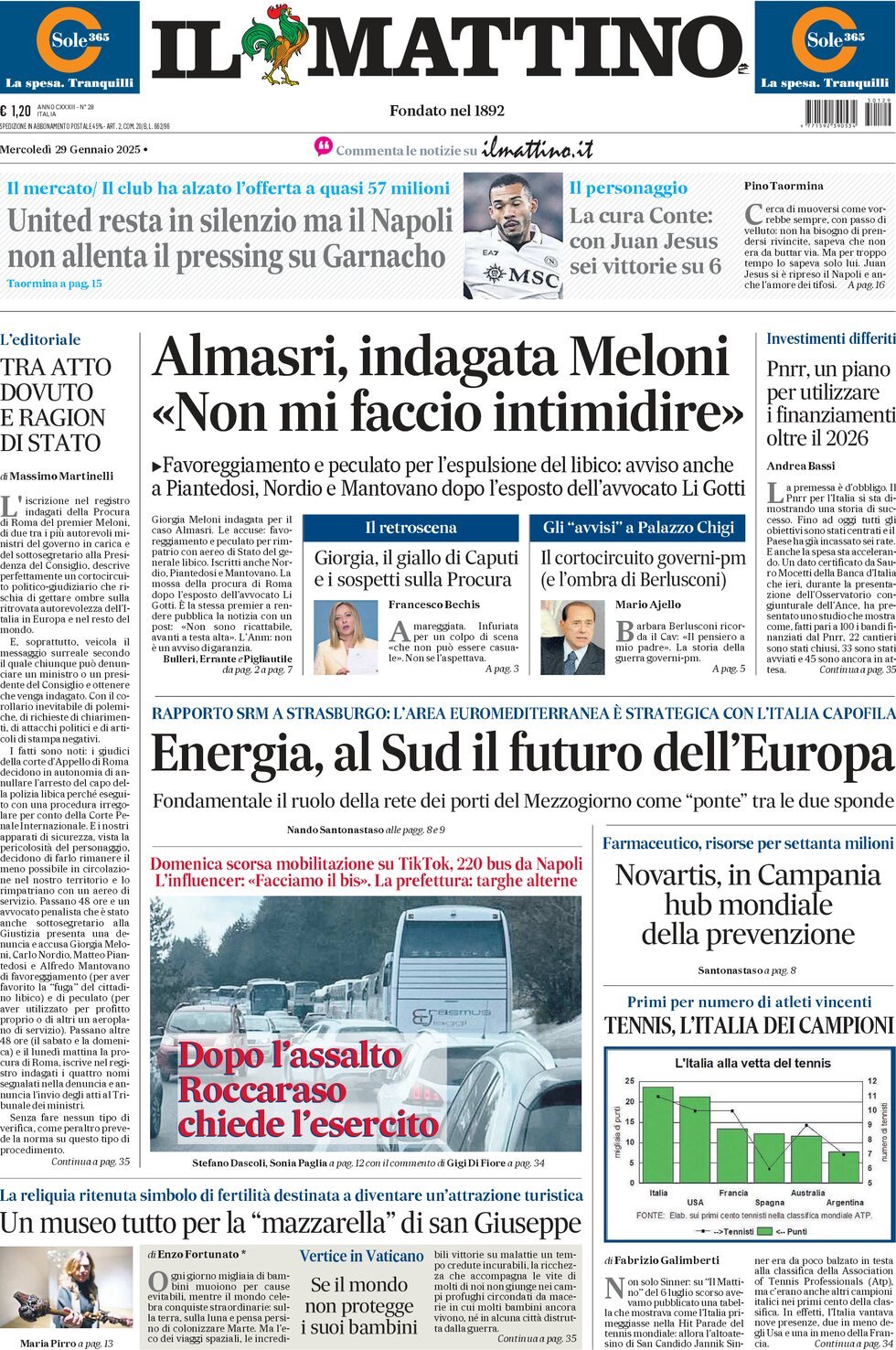 Prima-pagina-il-mattino-edizione-di-oggi-29-01-2025