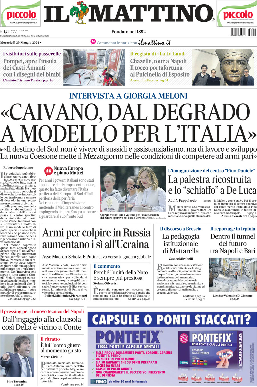 Prima-pagina-il-mattino-edizione-di-oggi-29-05-2024