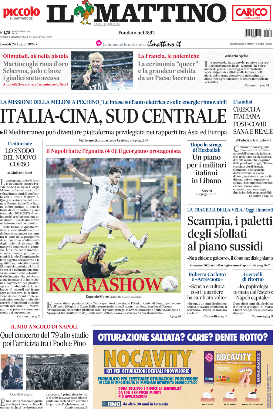 Prima-pagina-il-mattino-edizione-di-oggi-29-07-2024