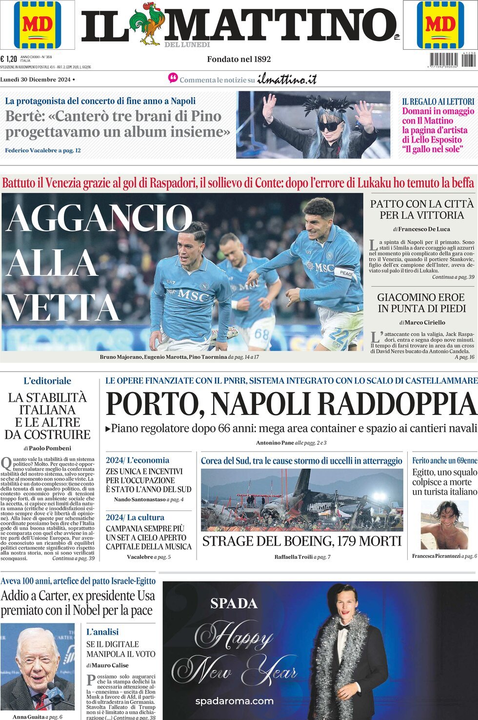 Prima-pagina-il-mattino-edizione-di-oggi-30-12-2024