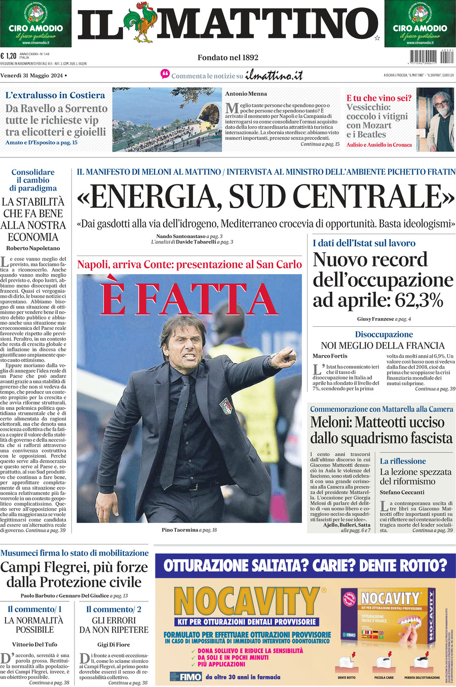 Prima-pagina-il-mattino-edizione-di-oggi-31-05-2024