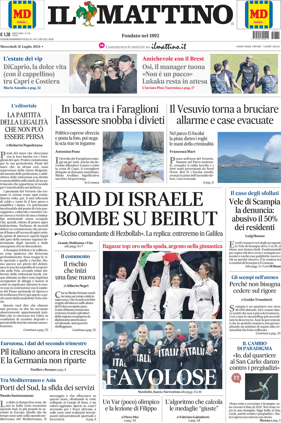 Prima-pagina-il-mattino-edizione-di-oggi-31-07-2024