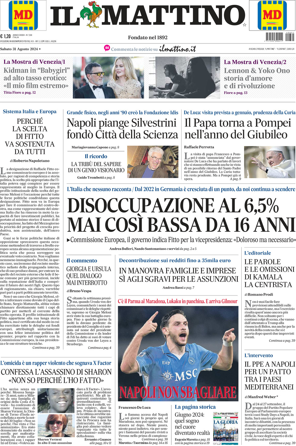 Prima-pagina-il-mattino-edizione-di-oggi-31-08-2024