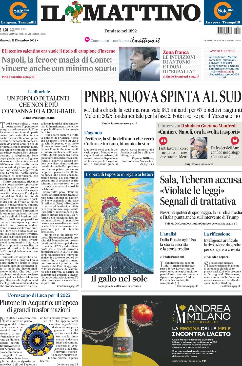 Prima-pagina-il-mattino-edizione-di-oggi-31-12-2024