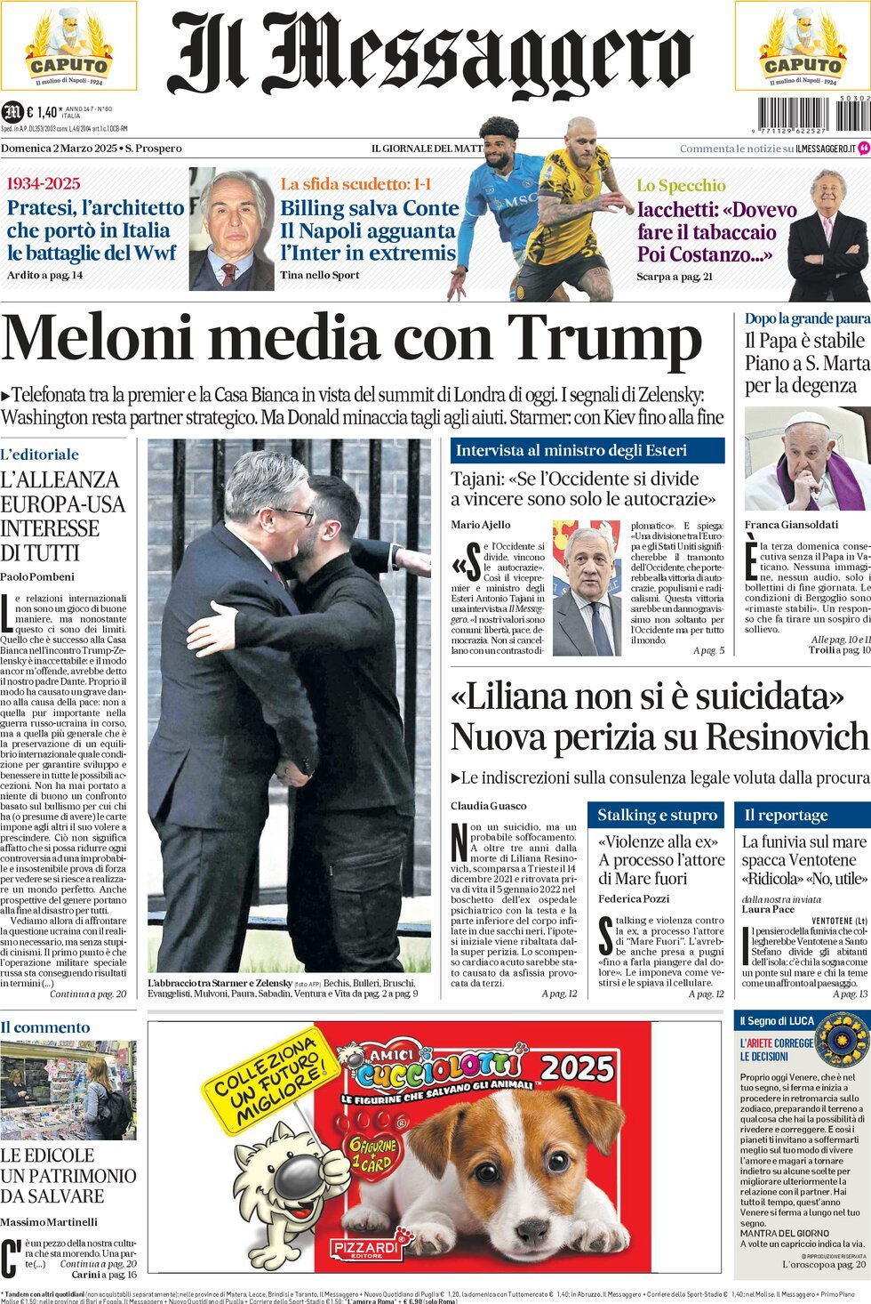 Prima-pagina-il-messaggero-edizione-di-oggi-02-03-2025