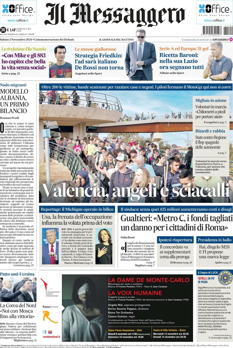 Prima-pagina-il-messaggero-edizione-di-oggi-02-11-2024