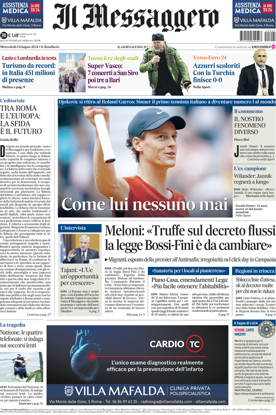 Prima-pagina-il-messaggero-edizione-di-oggi-05-06-2024