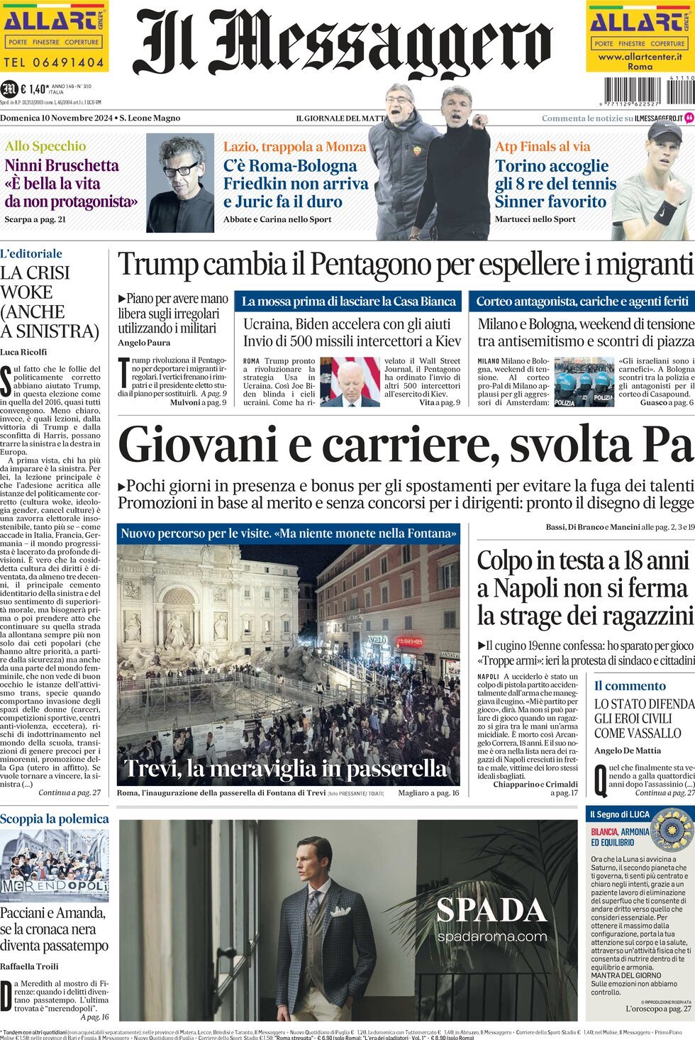 Prima-pagina-il-messaggero-edizione-di-oggi-10-11-2024