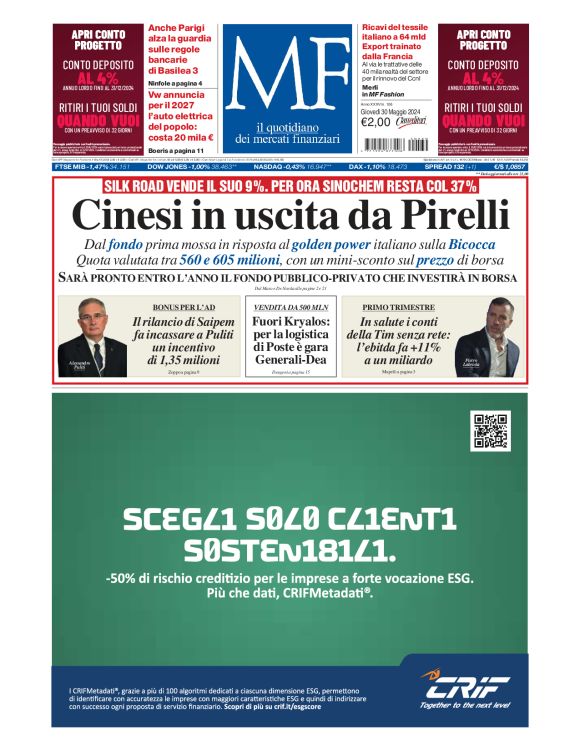 Prima-pagina-milano-finanza-edizione-del-2024-05-30