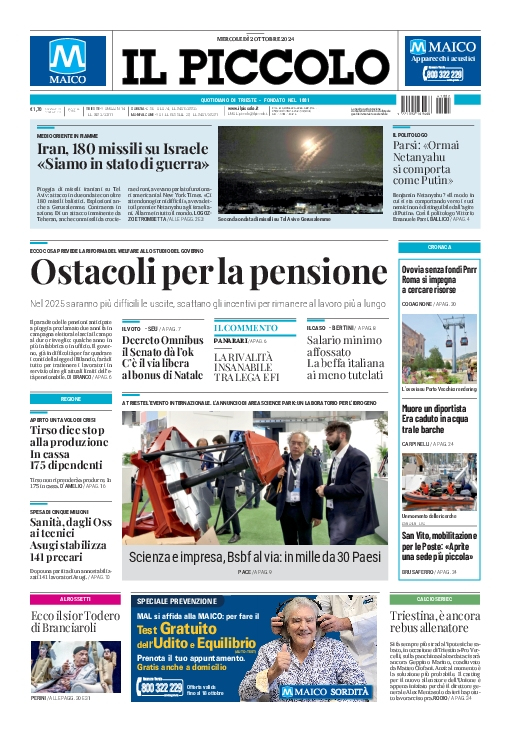 Prima-pagina-il-piccolo-edizione-di-oggi-02-10-2024