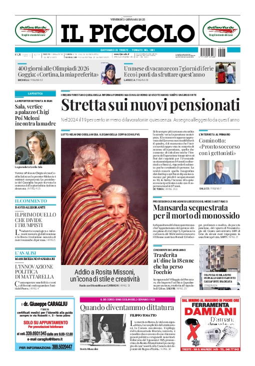 Prima-pagina-il-piccolo-edizione-di-oggi-03-01-2025