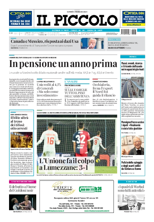 Prima-pagina-il-piccolo-edizione-di-oggi-03-02-2025