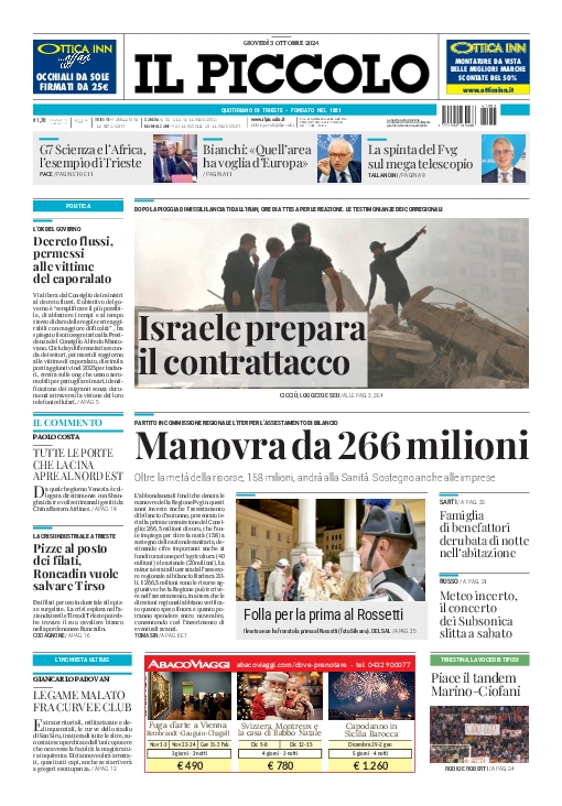 Prima-pagina-il-piccolo-edizione-di-oggi-03-10-2024