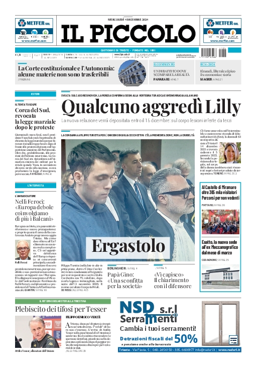 Prima-pagina-il-piccolo-edizione-di-oggi-04-12-2024