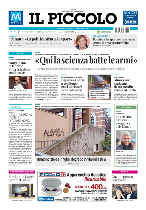 Prima-pagina-il-piccolo-edizione-di-oggi-05-09-2024