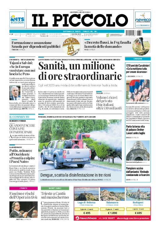 Prima-pagina-il-piccolo-edizione-di-oggi-06-06-2024