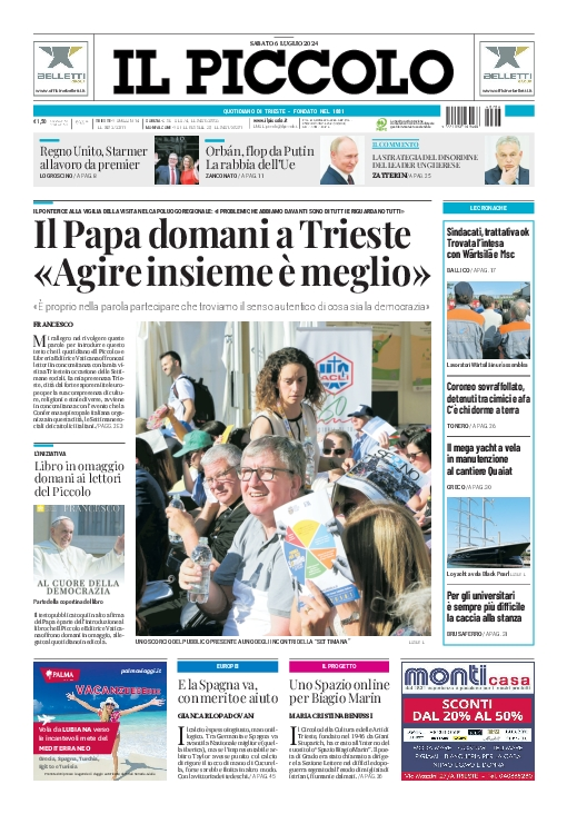 Prima-pagina-il-piccolo-edizione-di-oggi-06-07-2024