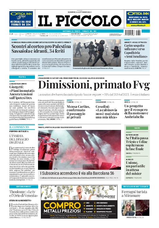 Prima-pagina-il-piccolo-edizione-di-oggi-06-10-2024