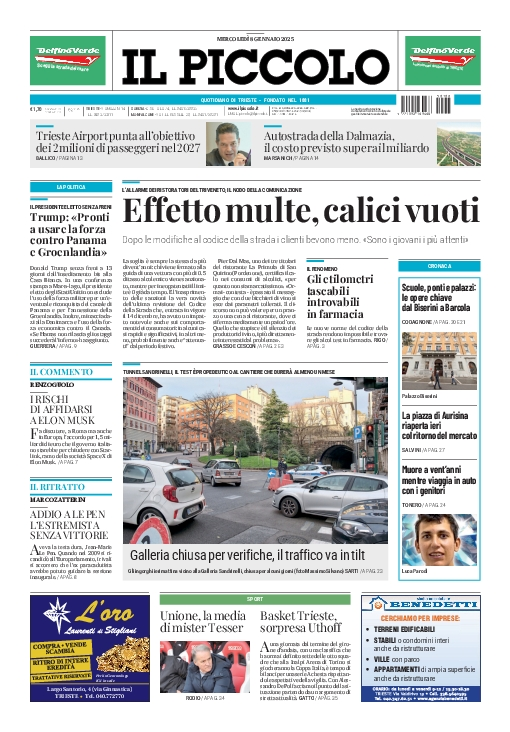 Prima-pagina-il-piccolo-edizione-di-oggi-08-01-2025