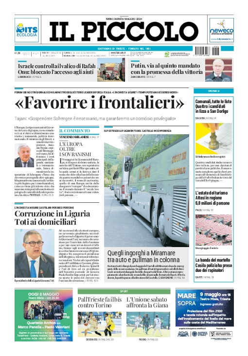 Prima-pagina-il-piccolo-edizione-di-oggi-08-05-2024