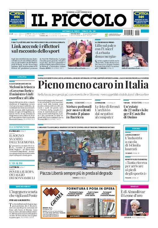 Prima-pagina-il-piccolo-edizione-di-oggi-08-09-2024