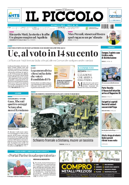 Prima-pagina-il-piccolo-edizione-di-oggi-09-06-2024