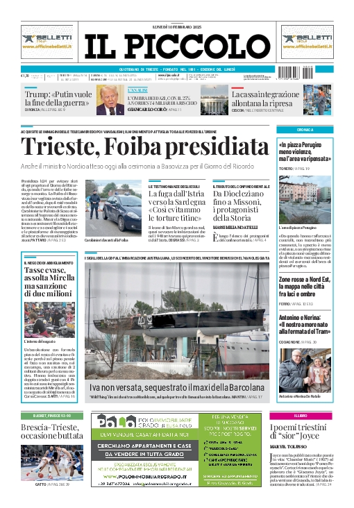 Prima-pagina-il-piccolo-edizione-di-oggi-10-02-2025