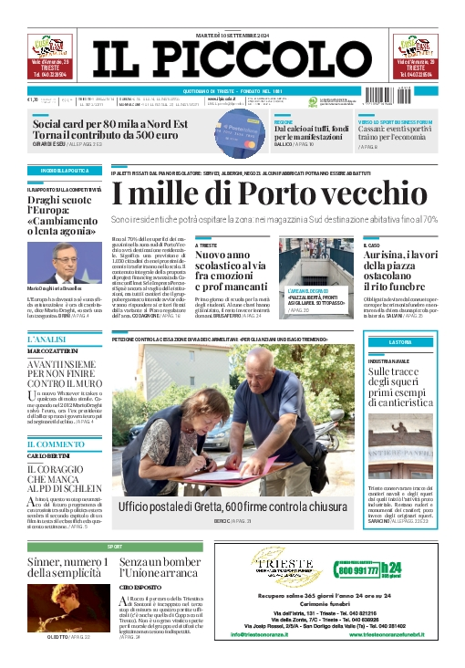 Prima-pagina-il-piccolo-edizione-di-oggi-10-09-2024