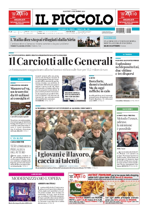 Prima-pagina-il-piccolo-edizione-di-oggi-10-12-2024